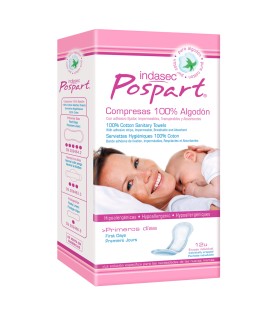 INDASEC POSPART 100% ALGODON SIN ALAS 12 U
