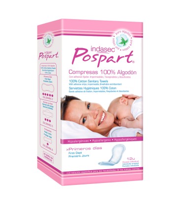 INDASEC POSPART 100% ALGODON SIN ALAS 12 U