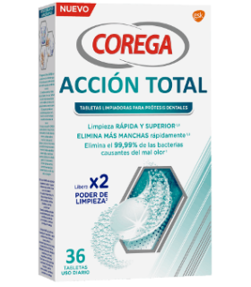 COREGA ACCION TOTAL LIMPIADOR LIMPIEZA PROTESIS 30 TABLETAS