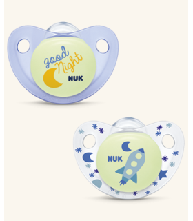 NUK CHUPETE SILICONA TRENDLINE NOCHE 0-6M 2U