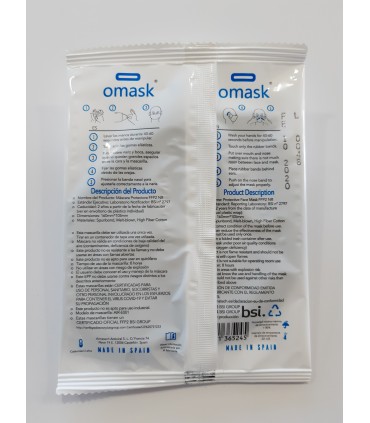 MASCARILLA FFP2 FABRICACION NACIONAL OMASK NEGRA