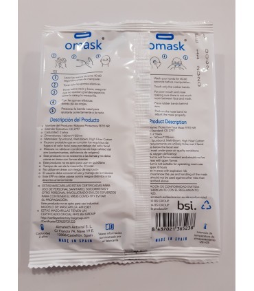 MASCARILLA FFP2 FABRICACION NACIONAL OMASK BLANCA