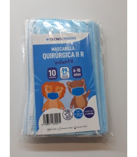 MASCARILLA QUIRURGICA IIR INFANTIL TECNOL 10 UNIDADES