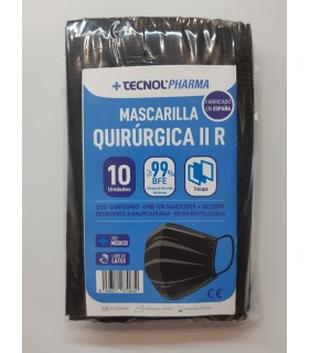 MASCARILLA QUIRURGICA IIR ADULTO NEGRAS ENVASE 10 UND
