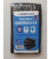 MASCARILLA QUIRURGICA IIR ADULTO NEGRAS ENVASE 10 UND