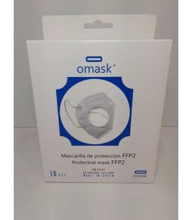MASCARILLA FFP2 FABRICACION NACIONAL OMASK BLANCA CAJA 10 UNDS