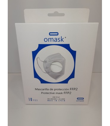 MASCARILLA FFP2 FABRICACION NACIONAL OMASK BLANCA CAJA 10 UNDS