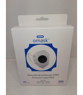 MASCARILLA FFP2 FABRICACION NACIONAL OMASK NEGRA CAJA 10 UNDS