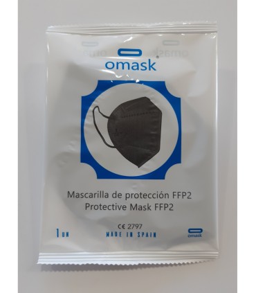 MASCARILLA FFP2 FABRICACION NACIONAL OMASK NEGRA CAJA 10 UNDS