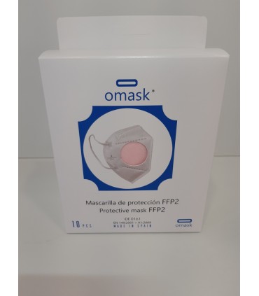 MASCARILLA FFP2 FABRICACION NACIONAL OMASK ROSA CAJA 10 UNDS