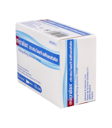 MICRALAX CITRATO/LAURIL SULFOACETATO 450 mg/ml + 45 mg/ml SOLUCION RECTAL 12 ENEMAS 5 ml