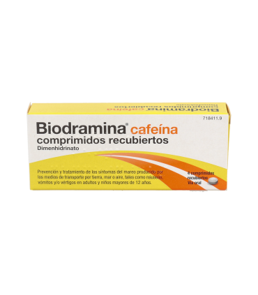 BIODRAMINA CAFEINA 4 COMPRIMIDOS RECUBIERTOS