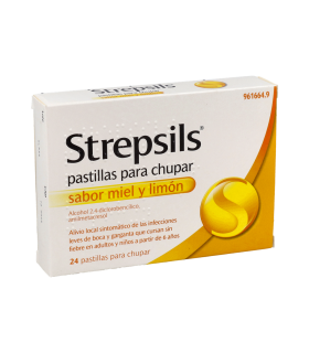 STREPSILS 24 PASTILLAS PARA CHUPAR (SABOR MIEL Y LIMON)