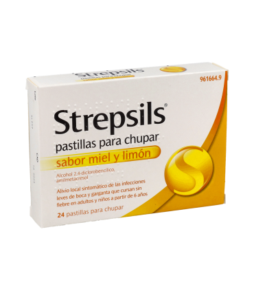 STREPSILS 24 PASTILLAS PARA CHUPAR (SABOR MIEL Y LIMON)