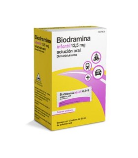 BIODRAMINA INFANTIL 12,5 mg 12 SOBRES MONODOSIS SOLUCION ORAL 2,5 ml