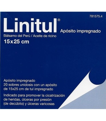 LINITUL CICATRIZANTE 20 APOSITOS IMPREGNADOS 15 x 25 cm