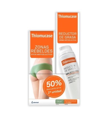 THIOMUCASE CREMA REDUCTORA 200ML + STICK ZONAS REBELDES PACK