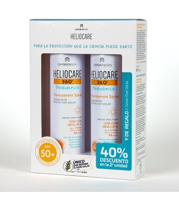 HELIOCARE 360º PEDIATRICS TRANSPARENT SPRAY SPF50+ 200ML X 2 2ª UNIDAD 40% DUPLO