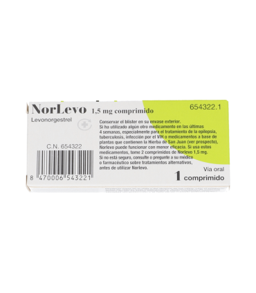 NORLEVO 1,5 mg 1 COMPRIMIDO