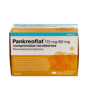 PANKREOFLAT 172 mg/80 mg 50 COMPRIMIDOS RECUBIERTOS