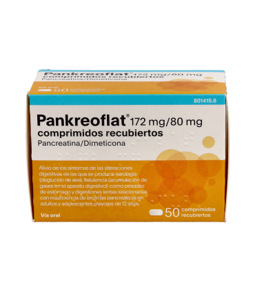 PANKREOFLAT 172 mg/80 mg 50 COMPRIMIDOS RECUBIERTOS