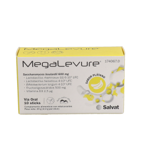 MEGALEVURE 10 STICKS SABOR PLATANO