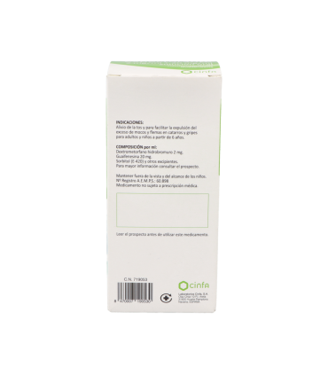 CINFATOS EXPECTORANTE 2 mg/ml + 20 mg/ml SOLUCION ORAL 1 FRASCO 200 ml (PET)