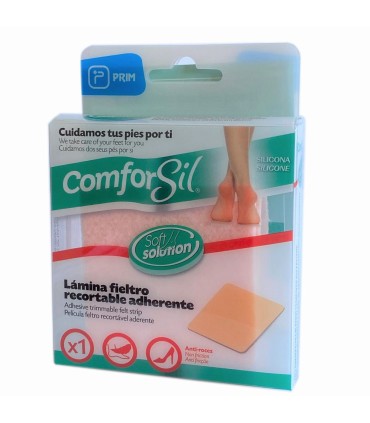 PRIM LAMINA  DE FIELTRO RECORTABLE PROTECTORA COMFORSIL ADHESIVA 22 CM X 7 CM  ( 1 UNIDAD )
