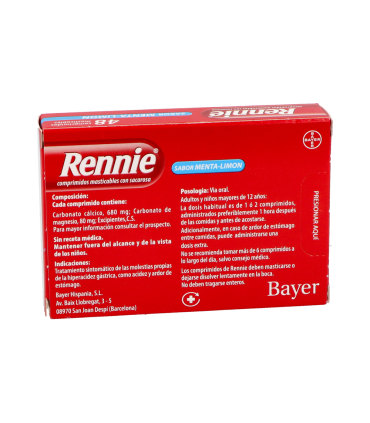 RENNIE 680 mg/80 mg 48 COMPRIMIDOS MASTICABLES (CON SACAROSA)