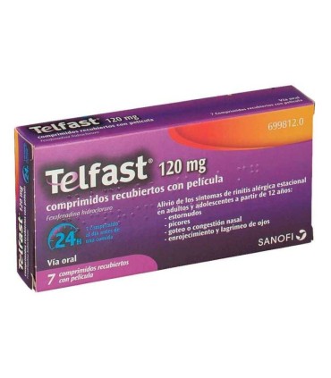 TELFAST 120 mg 7 COMPRIMIDOS RECUBIERTOS
