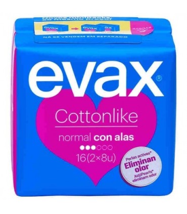 COMPRESA EVAX COTTONLIKE NORMAL CON ALAS 16 COMPRESAS