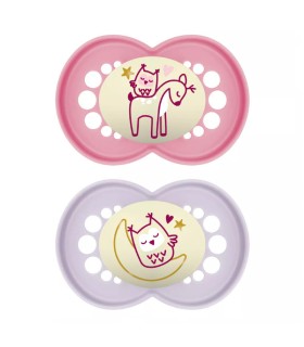 MAM CHUPETE SIL ORIGINAL NIGHT  6+M ROSA PACK DOBLE