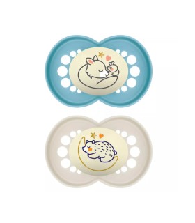 MAM CHUPETE SIL ORIGINAL NIGHT  6+M AZUL PACK DOBLE