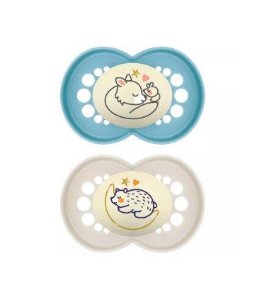 MAM CHUPETE SIL ORIGINAL NIGHT  6+M AZUL PACK DOBLE