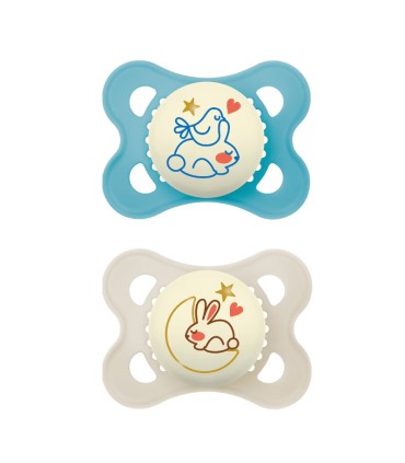 MAM CHUPETE SIL ORIGINAL NIGHT   2-6M PACK DOBLE AZUL