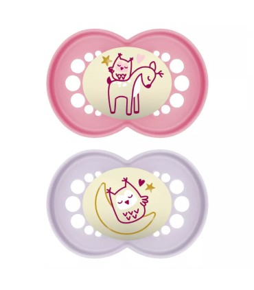 MAM CHUPETE SIL ORIGINAL NIGHT 16M ROSA PACK DOBLE