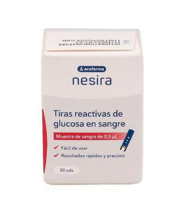 TIRAS REACTIVAS GLUCEMIA ACOFARMA NESIRA 50 UNIDADES