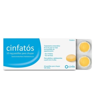 CINFATOS ANTITUSIVO 10 mg 20 PASTILLAS PARA CHUPAR