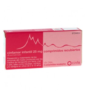 CINFAMAR INFANTIL 25 MG 4 COMPRIMIDOS RECUBIERTOS