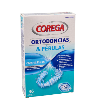 COREGA ORTODONCIAS & FERULAS 36 TABLETAS LIMPIADORAS
