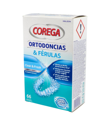 COREGA ORTODONCIAS & FERULAS 66 TABLETAS LIMPIADORAS