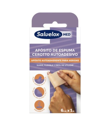 SALVELOX MED APOSITO ESPUMA ADHESIVO 1M X 6 CM