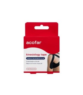 ACOFAR KINESIOLOGY TAPE VENDAJE 5M X 5CM COLOR NEGRO