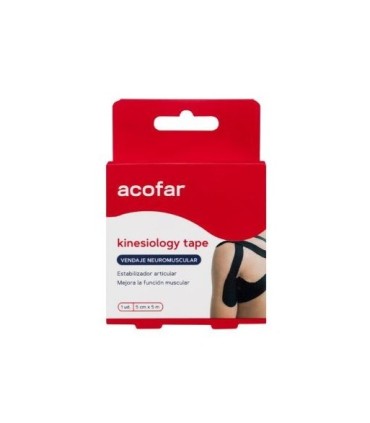 ACOFAR KINESIOLOGY TAPE VENDAJE 5M X 5CM COLOR NEGRO