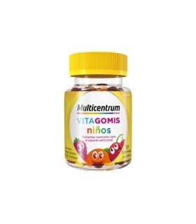 MULTICENTRUM VITAGOMIS NIÑOS 30 CARAMELOS DE GOMA SABOR FRUTOS CEREZA NARANJA Y FRESA/FRAMBUESA