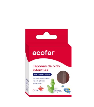 TAPONES OIDOS SILICONA MOLDEADA INFANTILES ACOFAR 6 UNIDADES